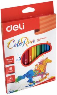 DELI Карандаши цветные "ColoRun", трехгранные, 18 цветов