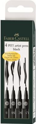 Faber-Castell Ручки капиллярные "Pitt Artist Pen", 4 штуки, цвет черный (B, SB, SC, 1,5)