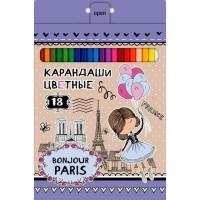 Hatber Карандаши цветные "Bonjour Paris", 18 цветов