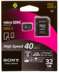 Sony Micro SDHC 32Гб Сlass10 UHS-I(SR32UYA)+адаптер