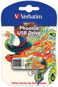 Verbatim 16gb store n go mini tattoo edition phoenix 49887 usb2.0 белый/узор