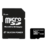 Silicon Power Micro SecureDigital 16Gb SDHC  class10 (SP016GBSTH010V10-SP) + адаптер SD