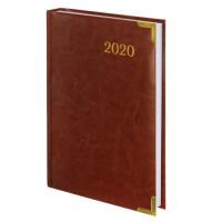 BRAUBERG Ежедневник датированный на 2020 год "Senator", А5, 168 листов, цвет обложки коричневый