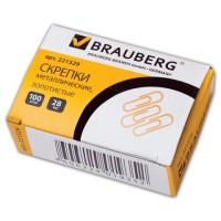 BRAUBERG Скрепки "Brauberg", 28 мм, золотистые, 100 штук