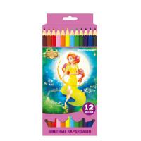 School Карандаши цветные "Принцессы-волшебницы", шестигранные с заточкой, 12 цветов