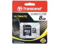 Transcend Карта памяти Micro SDHC 8GB Class 10 TS8GUSDHC10 + адаптер SD