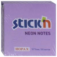 Hopax Блок для записей самоклеящийся, 100 листов, 76x76 мм, цвет неоновый фиолетовый