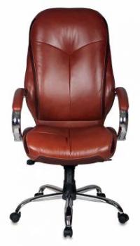 БЮРОКРАТ t-9930sl/brown кресло руководителя, коричневый, кожа, крестовина хром