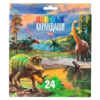 Hatber Карандаши цветные "Динозавры", 24 цвета