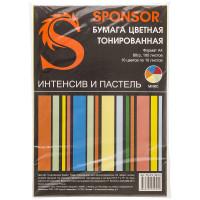 Sponsor Бумага цветная тонированная "Sponsor", А4, 80 г/м2, 100 листов, цвета интенсив и пастель, 10 цветов по 10 листов